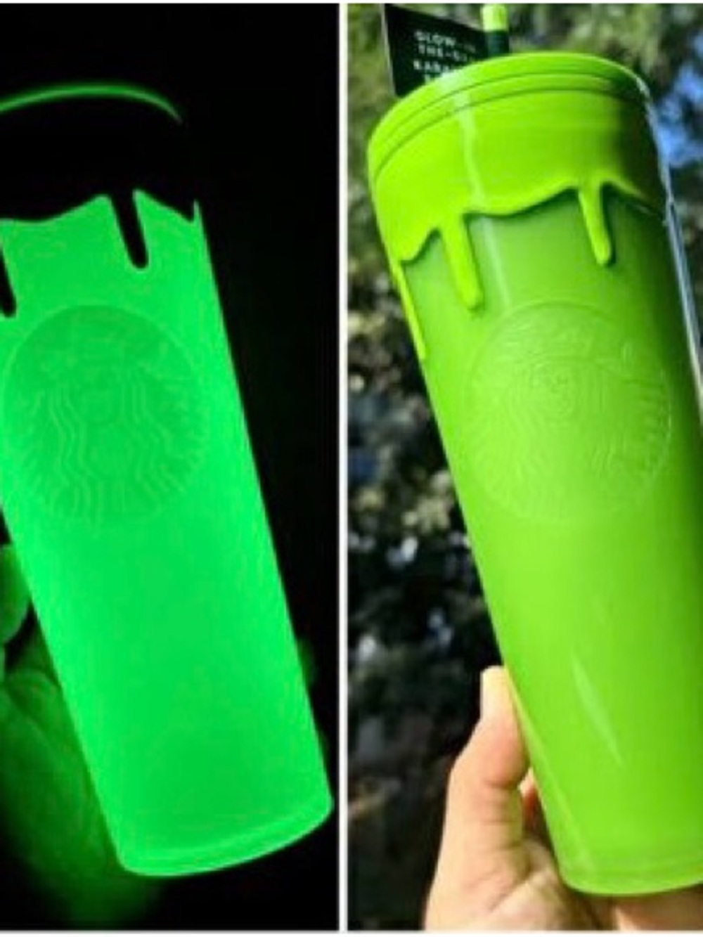 Starbucks Neon Green Drip Tumbler - Glow-in-the-Dark Travel Cup - Picture 2 of 2